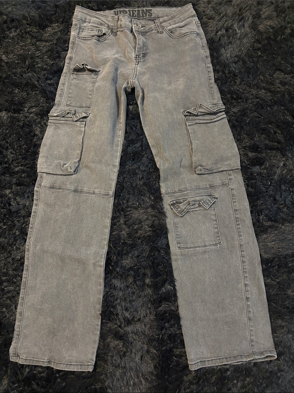 VIP Gray Straight-Leg Cargo Jeans